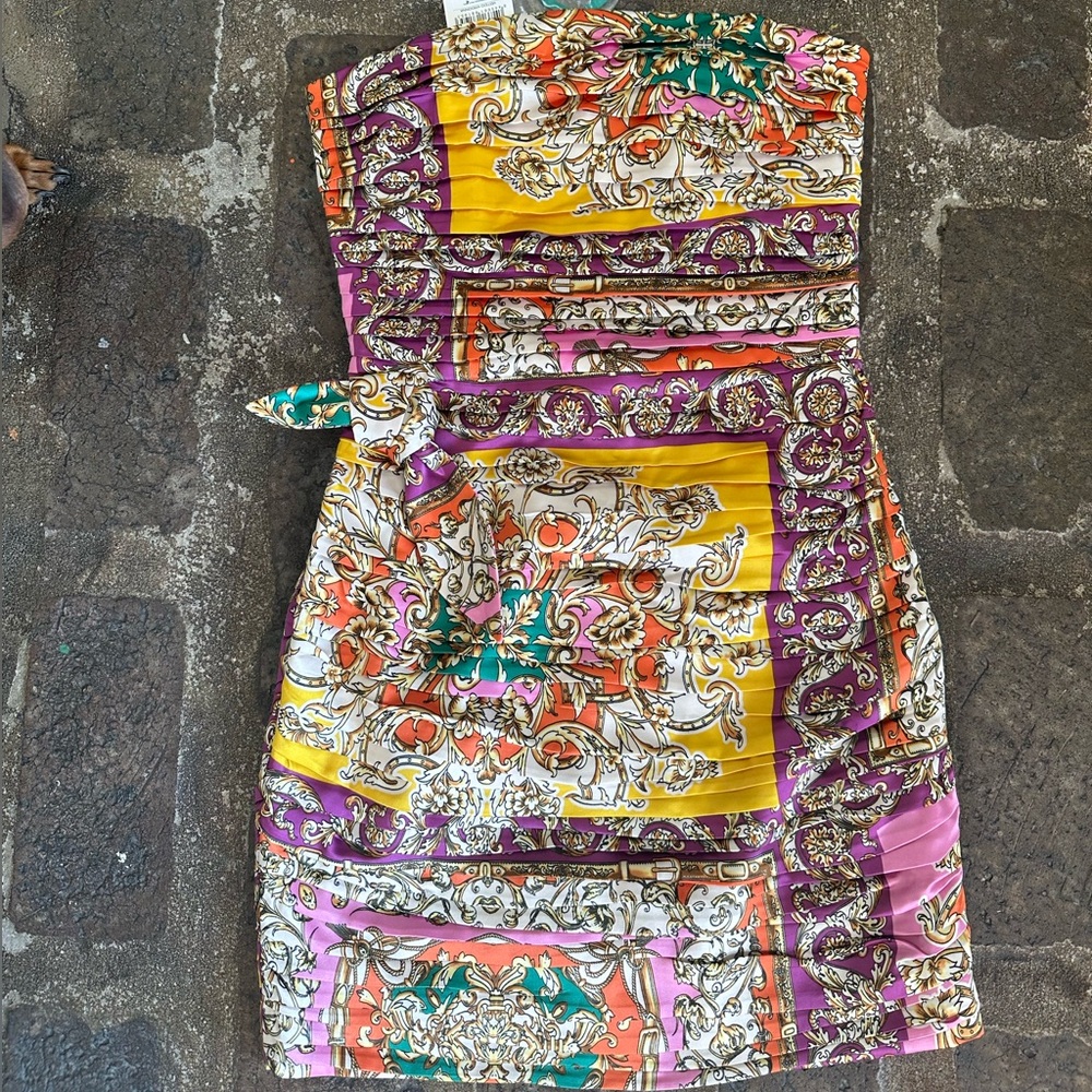 Mango Donna Colorful Mini Bandeau Dress